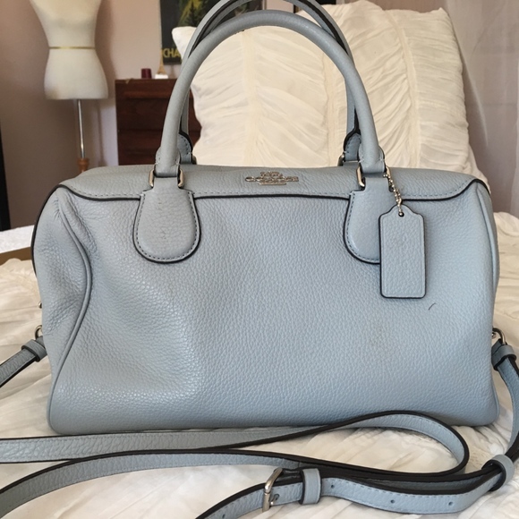 COACH coneflower blue satchel handbag soft LEATHER - Picture 5 of 16